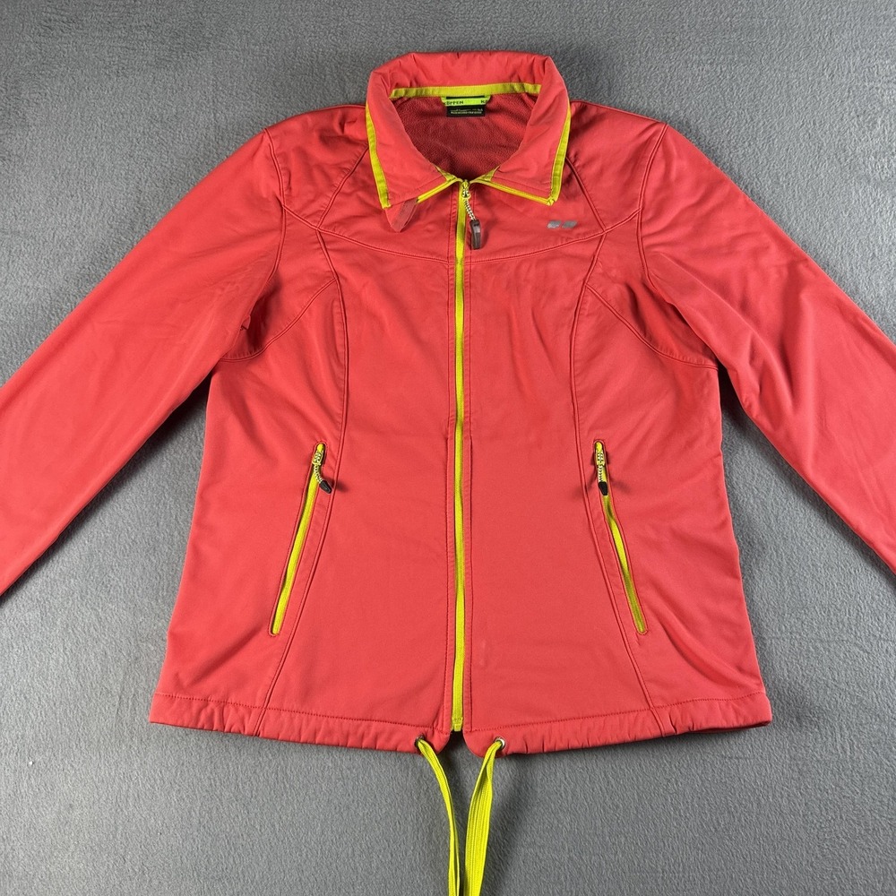 Köppen Softshell Jacket Womens Medium Red Full Zip Windbreaker Hiking Pockets